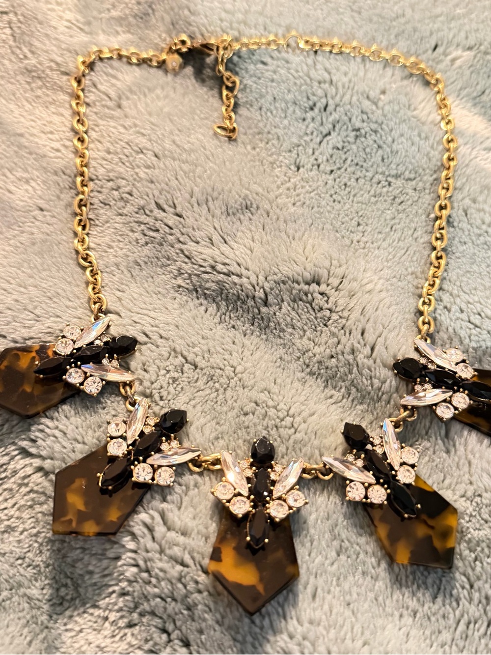 J.Crew Tortoise Resin & Crystal Statement Spear Necklace